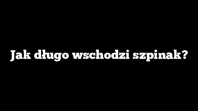 Jak długo wschodzi szpinak?