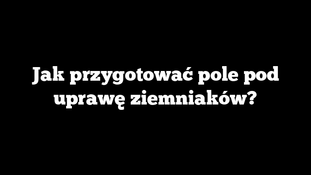 Jak przygotować pole pod uprawę ziemniaków?