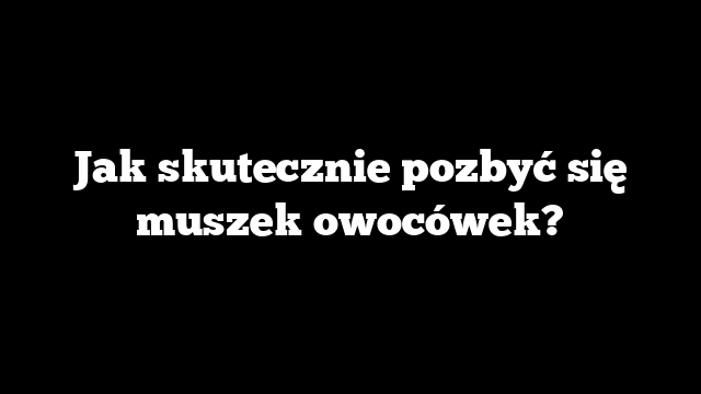 Jak skutecznie pozbyć się muszek owocówek?