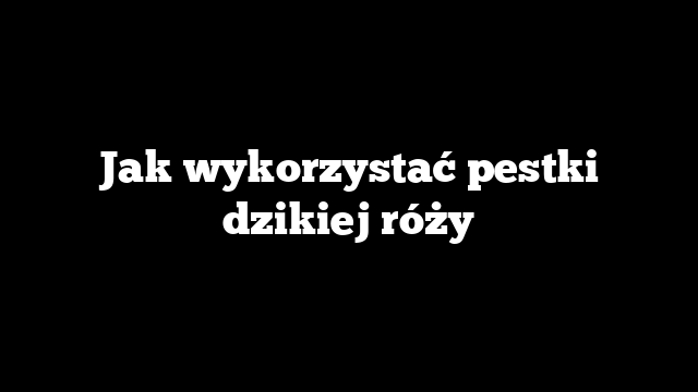 Jak wykorzystać pestki dzikiej róży